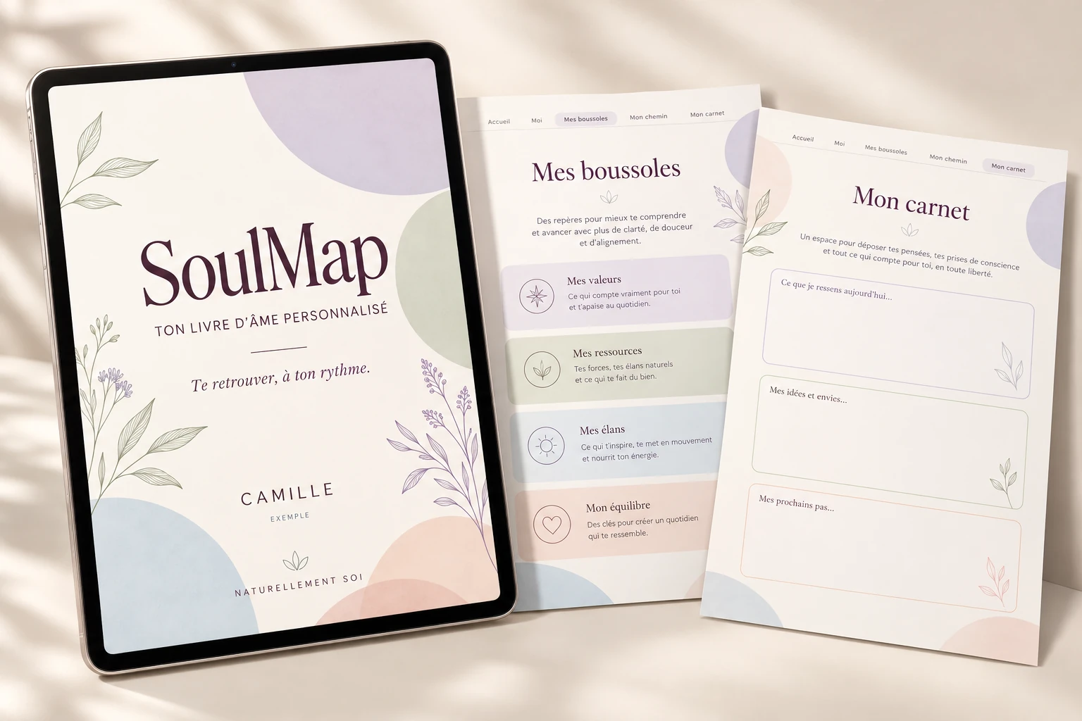 SoulMap Personnelle : livre PDF interactif sur tablette, boussoles et carnet